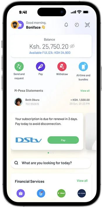 M-PESA homepage after redesign
