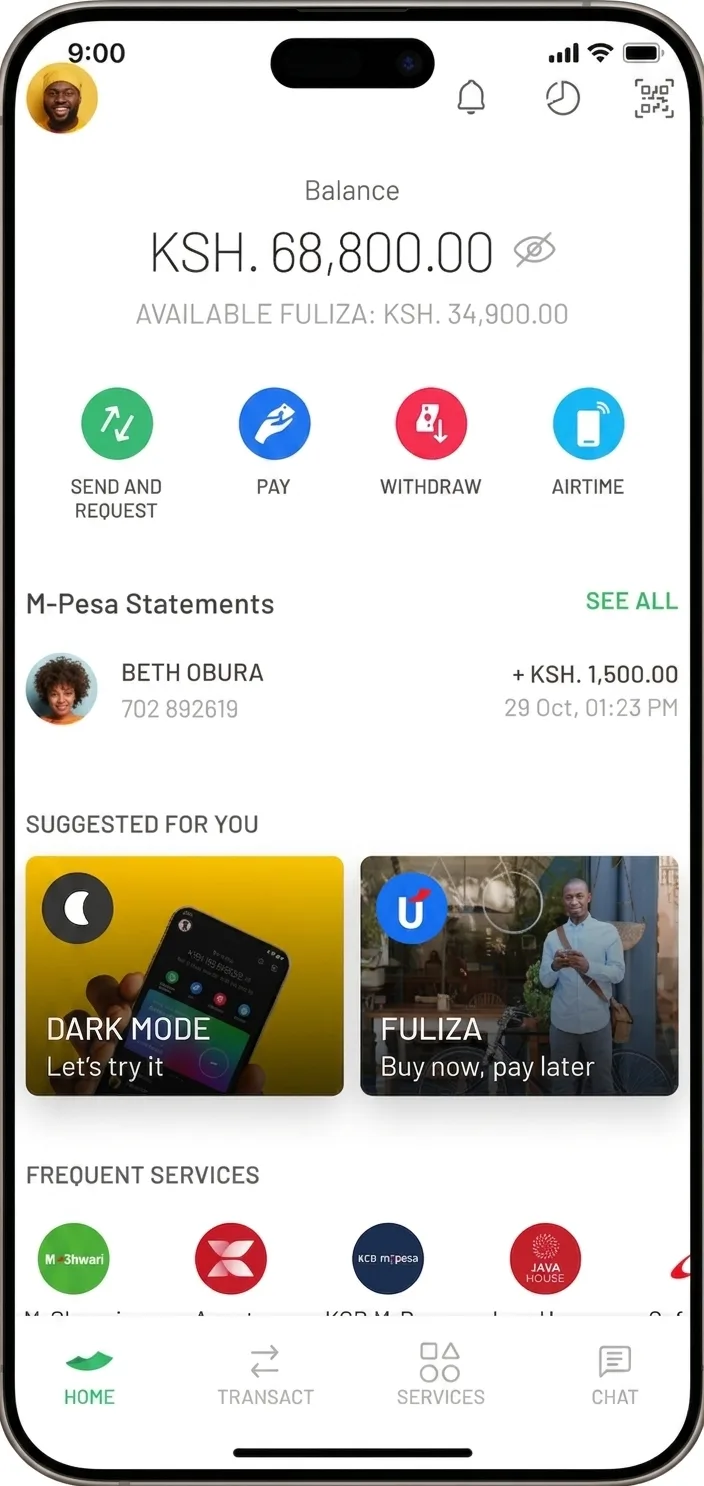 M-PESA homepage before redesign